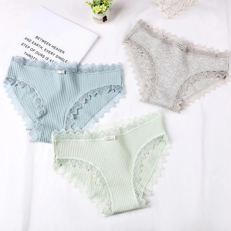 

DEWVKV 2019 New Arrival Women's Lace Panties Breathable Panty Briefs High Quality Sexy Cotton Low Waist Underwear Intimates 0229