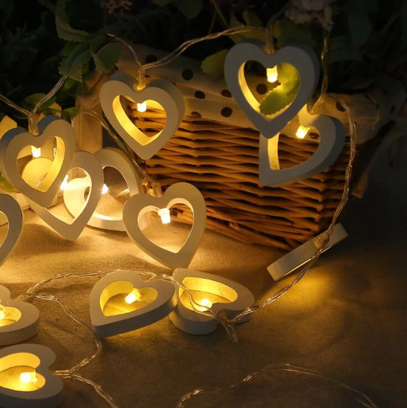 Батарея питание 1.2 м 10 светодиодный деревянные сердце свет шнура сад событие День Рождения вечерние Новогоднее украшение Xmas Строка Фея