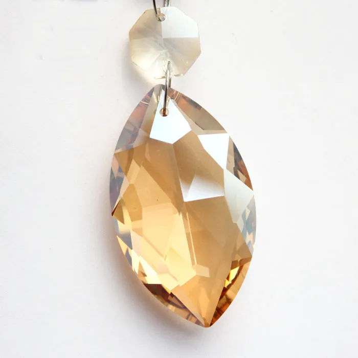 

wholesale price 30pcs 63mm(h) Chamgapne Crystal pendants with on beads for chandelier parts suncatcher hanging prisms decoration