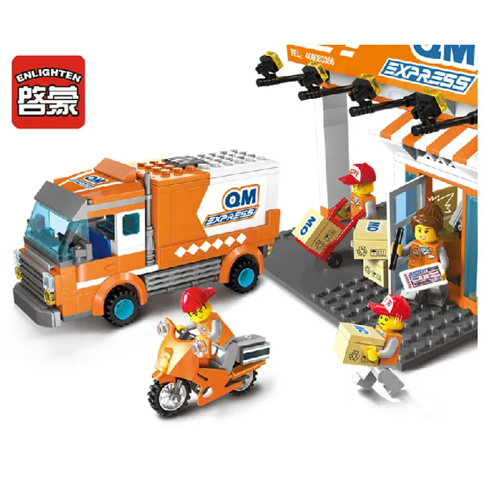 

Enlighten Building Block City Series QM Express Car 1119 337pcs 4dolls Bricks Construction Toys For Children Gift