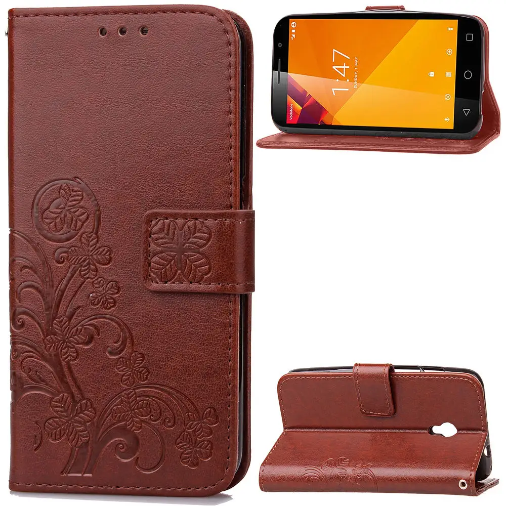 

VFD500 Sculpture Emboss Leather Case for Vodafone turbo 7 Cover Flip Stand Card Slot Wallet Cases Black 500 VF500 VF D500 Turbo7