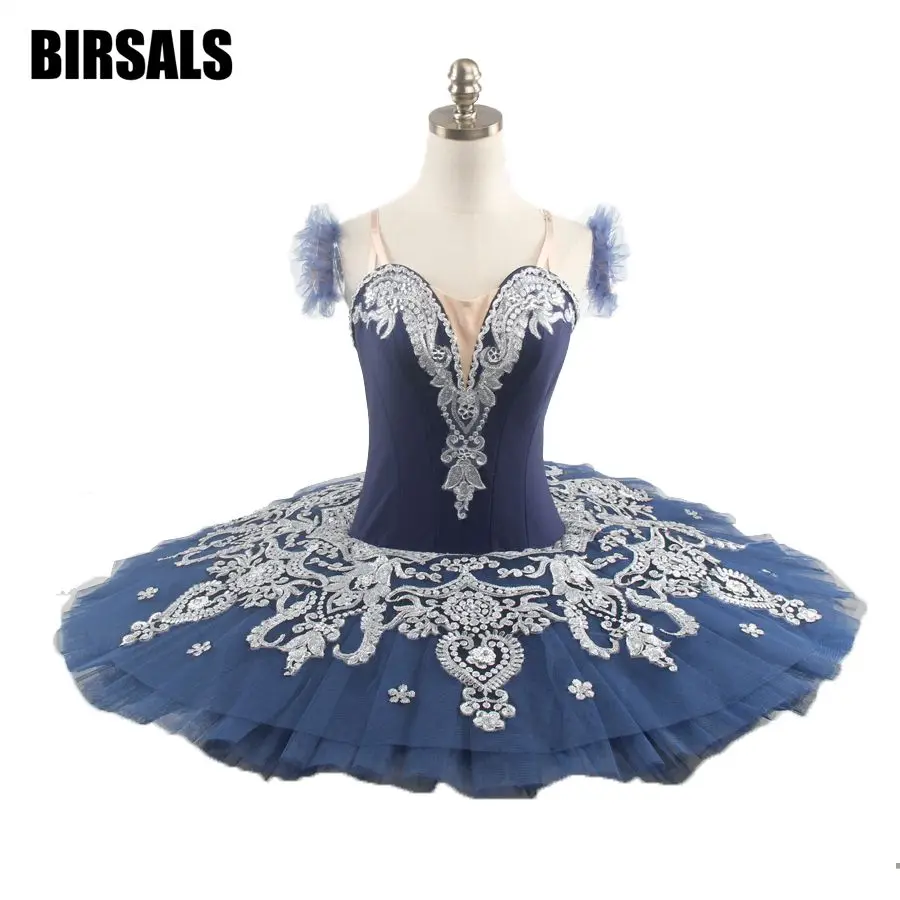 Dark Blue White Girls Professional Ballet Tutu Child Doll Paquita Variation Peformance Platter Stage Ballet Tutu CostumeBT9082B