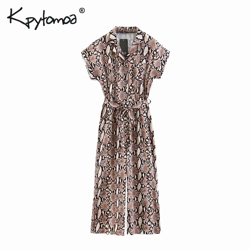 

Vintage Chic Snake Print Jumpsuits Women 2019 Fashion Cross V Neck Loose Wide Leg Pants Sashes Playsuits Casual Rompers Femme
