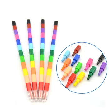 

12 Colors Colorful Oil Paint Pen Crayons Building Blocks Crayons Kawaii Graffiti Pen for Kids Painting Drawing Pen Art Supplies
