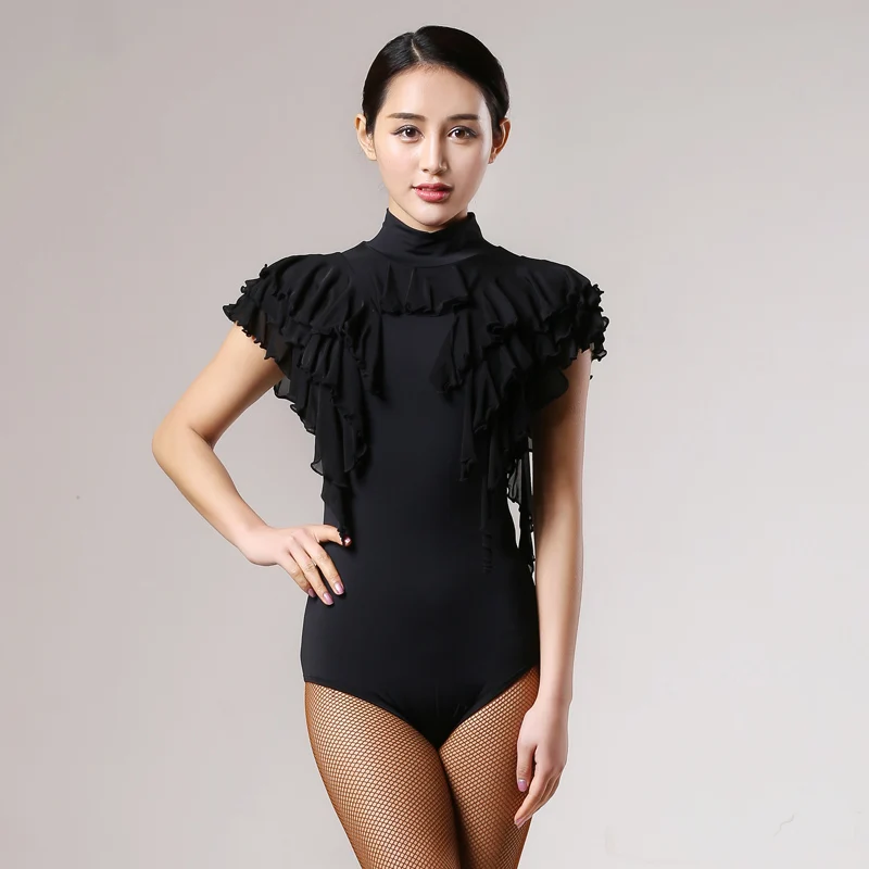 

Latin Practice Leotard for Woman Dance Rumba & Chacha Adult Dance Flamenco Clothes with Short Sleeves 3 Colors Available B0010