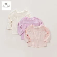 DB3713 dave bella autumn baby girls embroidery t shirt baby pink lavender beige T-shirt baby cotton blouse girl tops