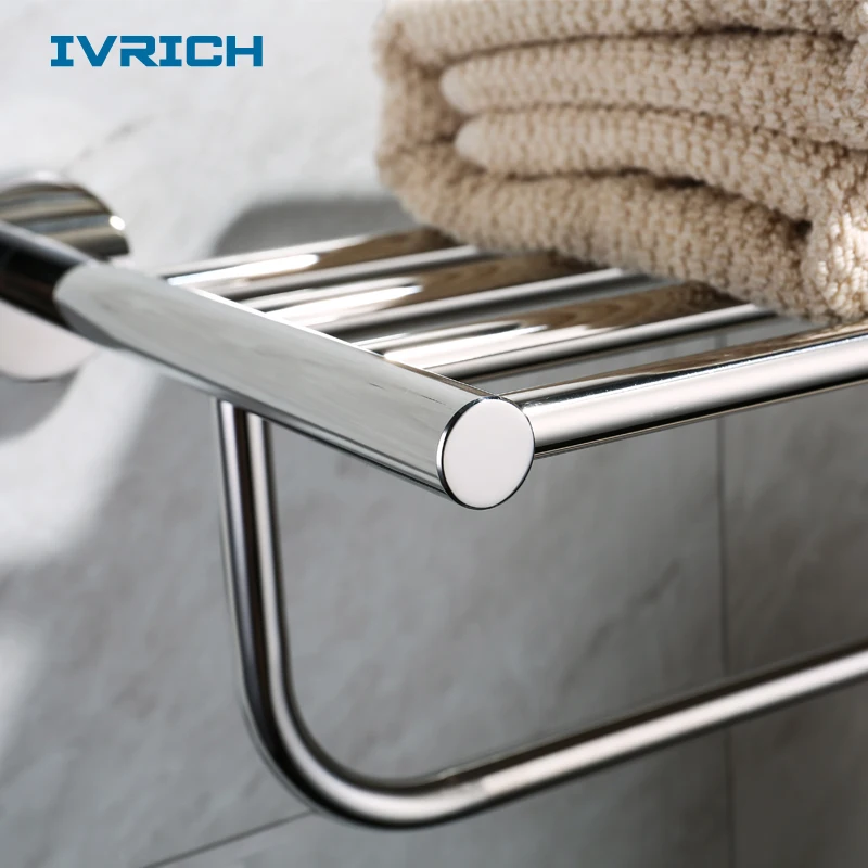 IVRICH مزدوجة طبقة ثابتة الحمام منشفة حامل رف سميكة Sus304 جدار فولاذي مقاوم للصدأ شنت الرف مرآة مصقول SH01 IVRICH مزدوجة طبقة ثابتة الحمام منشفة حامل رف سميكة Sus304 جدار فولاذي مقاوم للصدأ شنت الرف مرآة مصقول SH01