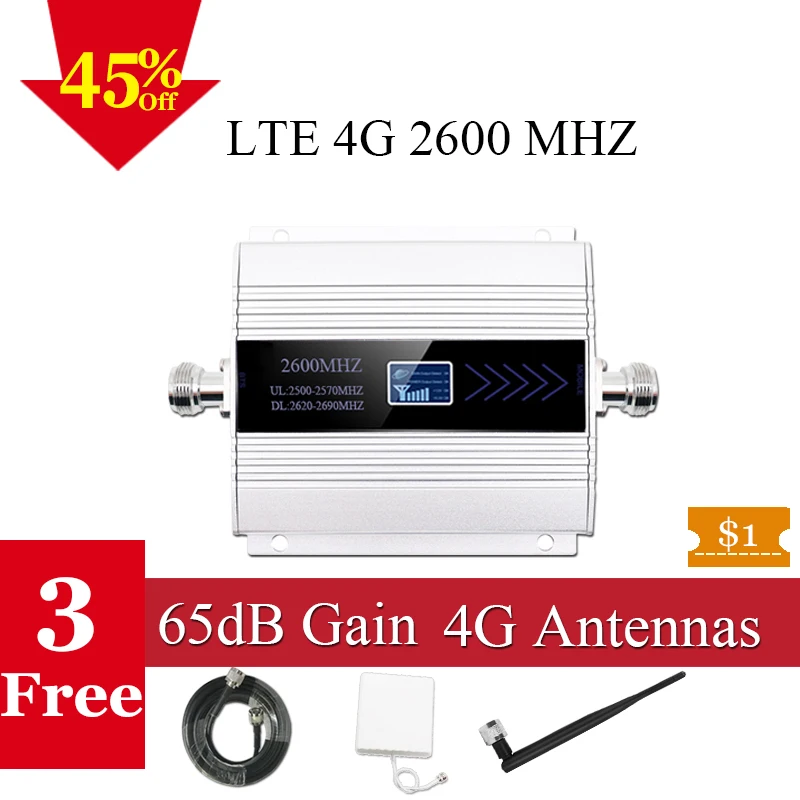 

4G LTE 2600Mhz Mobile Network Booster 2600mhz FDD 4G LTE BAND7 Cellphone Cellular Signal Repeater GSM 4G Cellular Amplifier