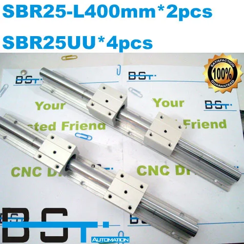 Для 2 шт. SBR25 400 мм линейный подшипник рельсы Поддержка+ 4 шт. SBR25UU Линейное движение Конструкторы