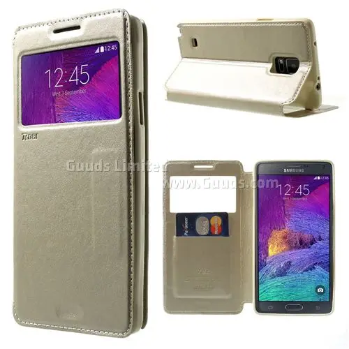 RR Roar Корея благородный вид кожаный флип чехол для samsung Galaxy Note 4 N910 Note4 - Цвет: Champagne