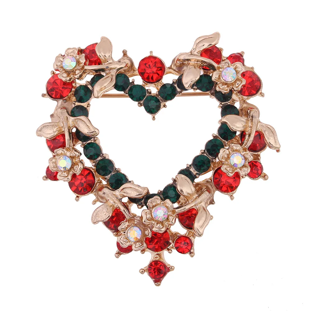 Love Heart Shape Figure Brooch Rhinestone Gymnastics Club Badge Collar