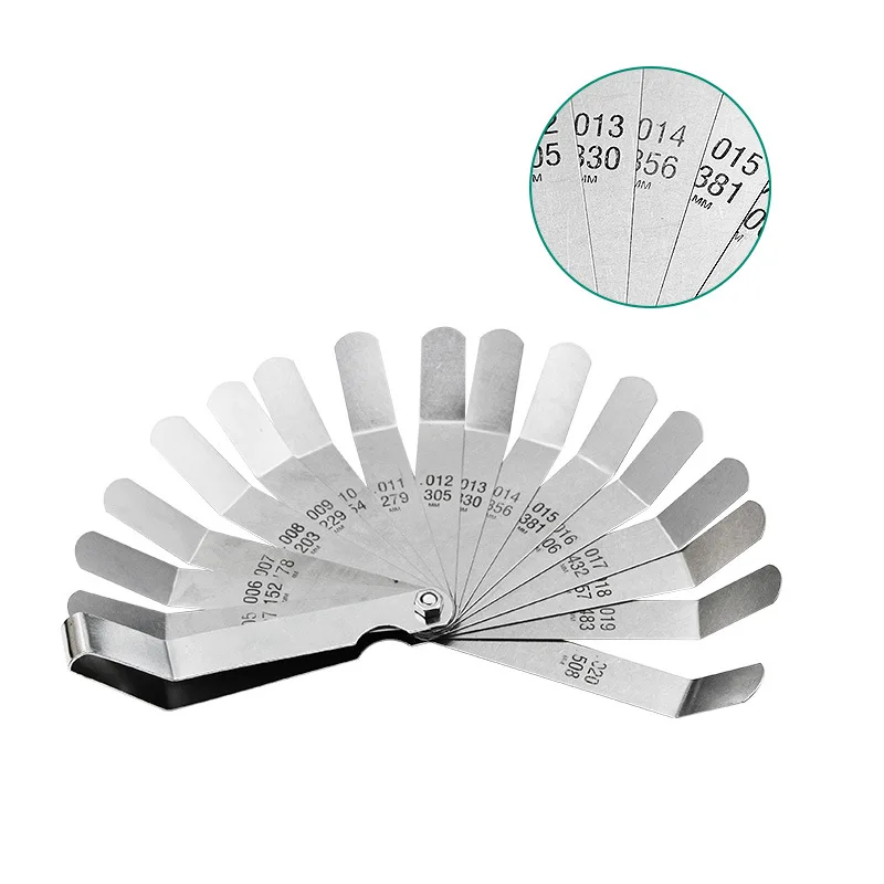 16pcs/set Feeler Gauge 0.127-0.508mm For Stainless Steel High-precision Single Valve Plug Gauge Easy To Use Durable