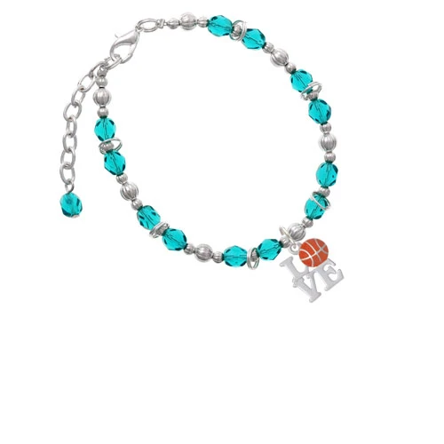 Love with Basketball Teal Beaded Bracelet