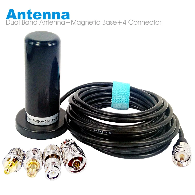 imágenes para Walkie Talkie de Radio de Coche de Doble Banda VHF UHF Antena PL259 5 M Base de Montaje Magnético y SMA-F SMA-M BNC Cable Coaxial conector imágenes para Walkie Talkie de Radio de Coche de Doble Banda VHF UHF Antena PL259 5 M Base de Montaje Magnético y SMA-F SMA-M BNC Cable Coaxial conector