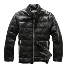 Мужской пуховик из натуральной овечьей кожи, очень теплая зимняя кожаная куртка из овечьей кожи