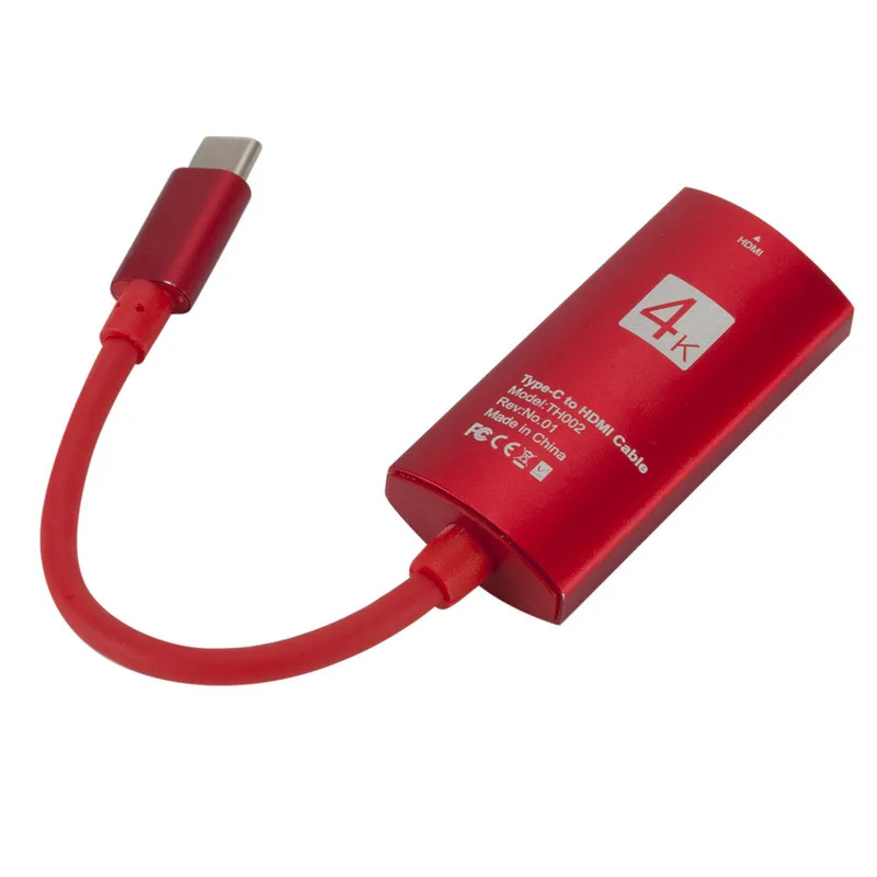 USB C кабель type C к HDMI конвертер 4 к* 2 к USB-C к hdmi Кабель-адаптер для Macbook huawei Mate10 samsung S8 - Цвет: Red