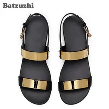 Летние мужские сандалии, обувь, дизайнерские мужские сандалии, натуральная кожа, черный цвет, Mujer, Римский рок, модные мужские сандалии, US6-12