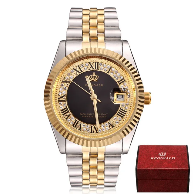 Оригинальные высококачественные кварцевые модные мужские часы из стальной стали повседневные часы в деловом стиле мужские часы - Цвет: Black Box