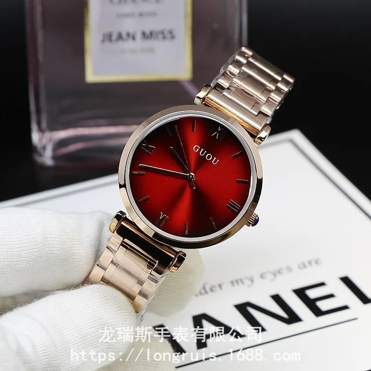 Guou Роскошные брендовые модные часы с браслетом из розового золота и стали для девушек женские кварцевые часы женские наручные часы Reloj Mujer