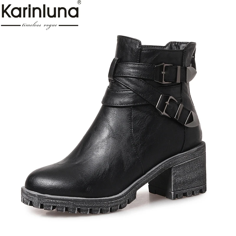 

KARINLUNA 2018 dropship large size 31-43 fashion platform women shoes woman winter punk style ankle boots black martin boots