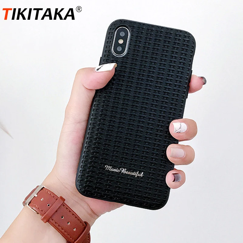 

Tikitaka Woven Leather Case For Iphone XS MAX 7 8 Plus X10 Fashion Anti-knock Back Cover For iPhone 6 6s Plus Shell Phone Case