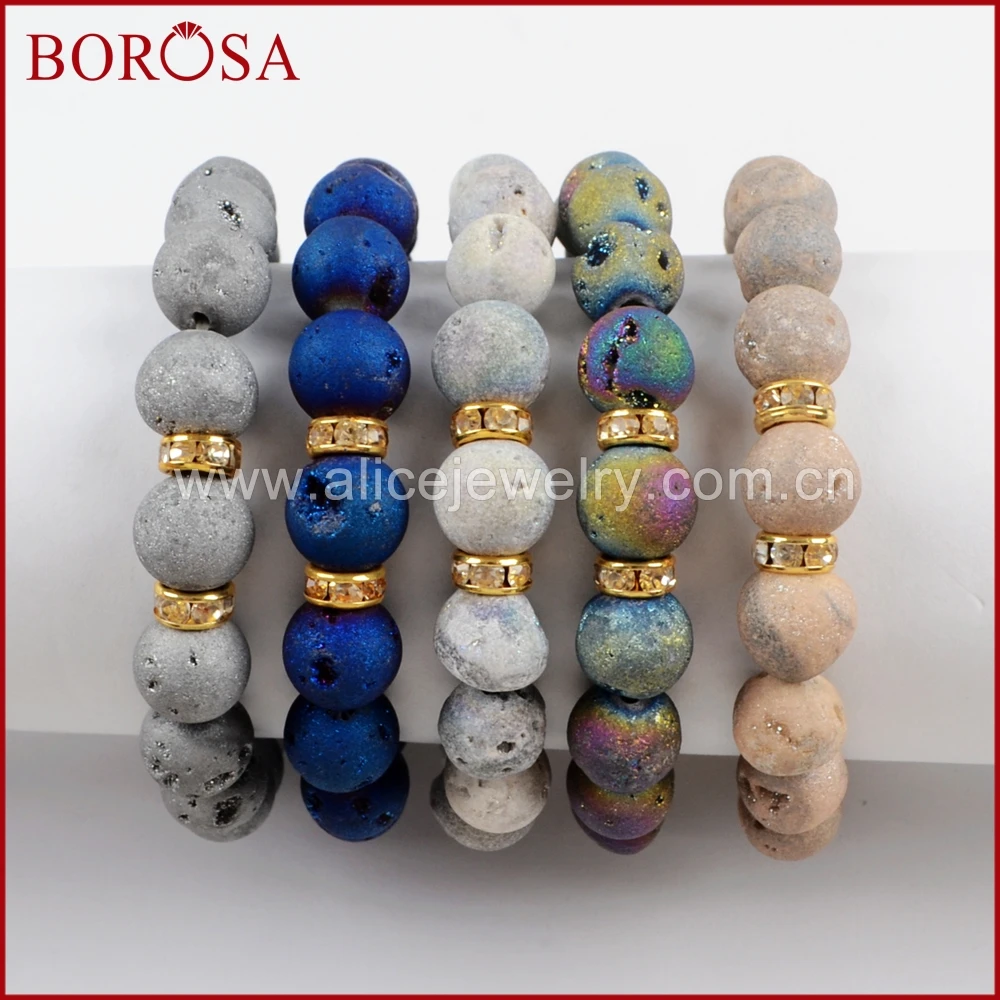BOROSA 5 шт. новый золотой титановый браслет с 10 мм бусинами смешанные цвета s