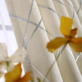 

2019 New Chenille Blinds Jacquard Fabric Curtain for Living Room Silver Blackout Custom Size Shade American Style for Bedroom