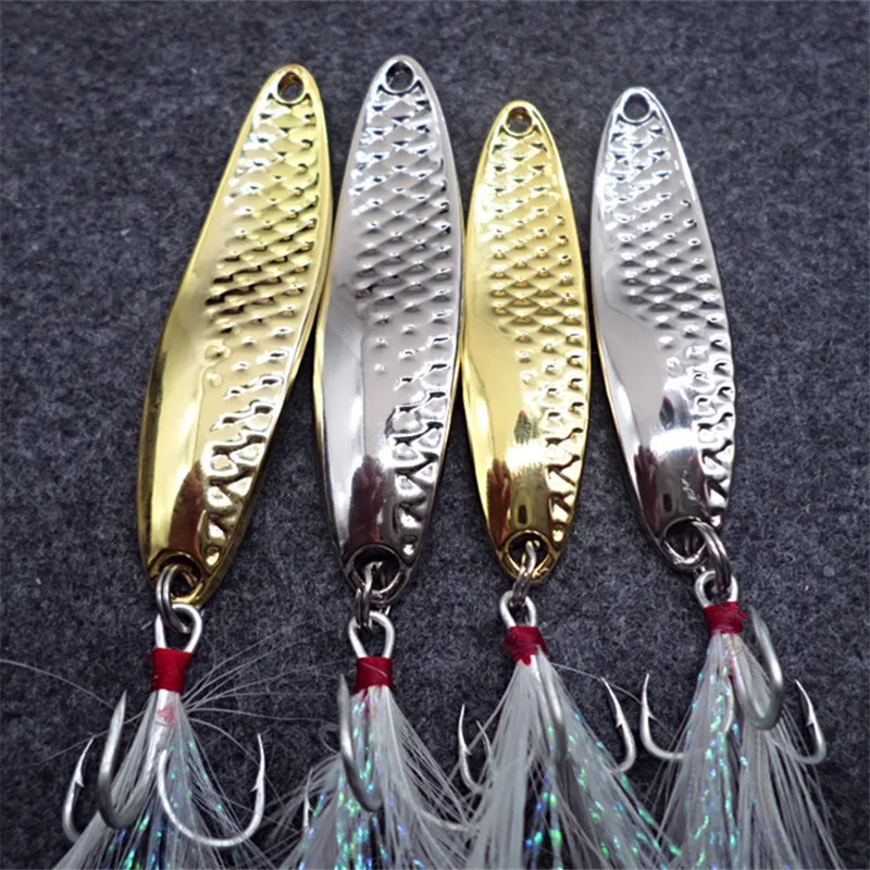 Metal Lure Fishing Bait Spoon Lures 15G/10G Fishing Lure 2 Color 6# ORIGIN Hook Treble Fishing Tackle
