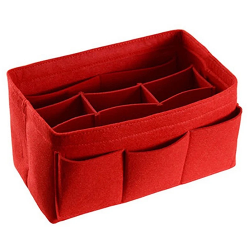 

FGGS-Felt Cloth Insert Bag Organizer Makeup Handbag Organizer Travel Inner Purse Portable Cosmetic Bags Never Full