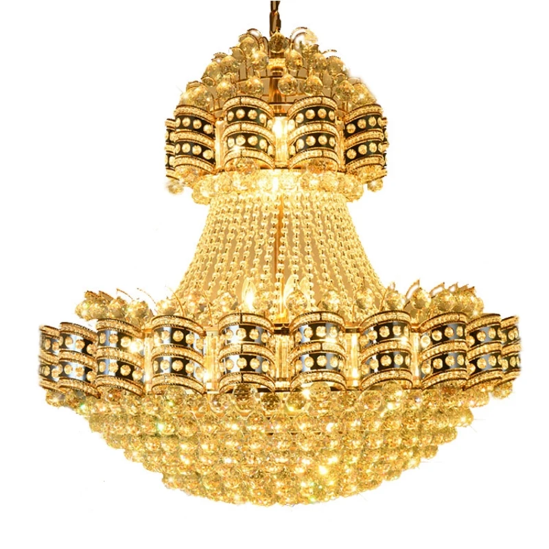 

European-style k9 crystal chandelier villa Hotel Spiral staircase LED luster lights living room chandeliers Light fixture