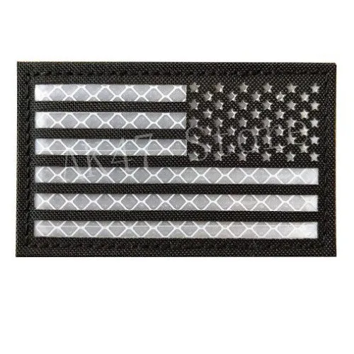 Обратная Мультикам синяя линия красная линия США ИК инфракрасный патч американский флаг США военный боевой дух нейлон светоотражающий SF патч крюк/петля - Цвет: black white right