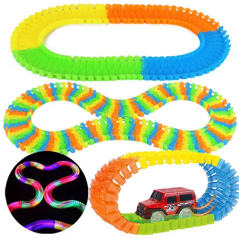 220 track colorful LED Car DIY Miraculou Glowing Race Track Bend Flex Flash in the Dark Assembly Car Toy For Children Gift TV BI (11)