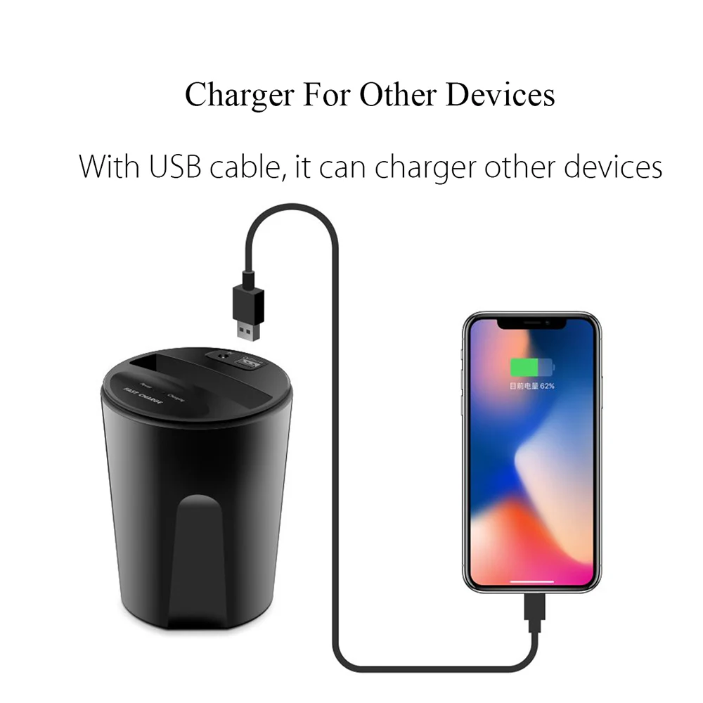10 W سيارة شاحن لاسلكي كوب ل IPhoneXS ماكس/XR/X/8 غالاكسي S9/S8/ s7/S6/Note8 حامل لشاحن السيارة مع USB للهاتف المحمول شاحن