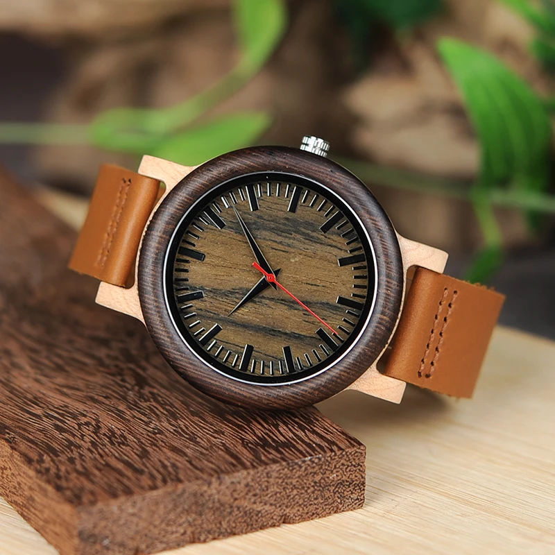 BOBO BIRD High Quantity Mens Wooden Quartz Watch Male Wristwatch Men with Leather Strap as Gift Customized Logo relojes hombre