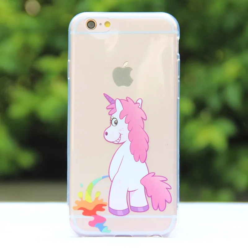 TOMKAS For iPhone 7 7 Plus Case Cute Hippo Rainbow Unicorn Horse Clear Plastic Case Cover Silicone Coque For iPhone 7 7 Plus