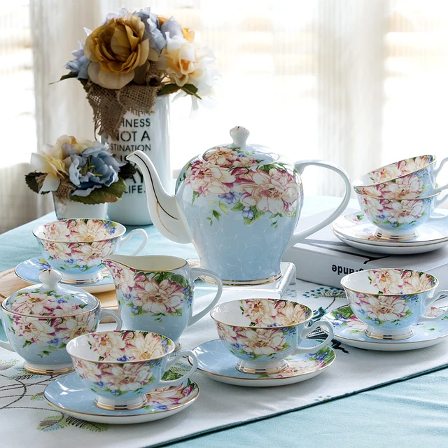 21piece Set Delicate Bone China Coffee Cup European Vintage 21piece Set Delicate Bone China Coffee Cup European Vintage Tea