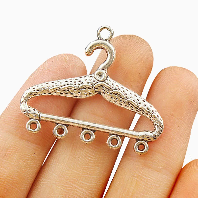 

TJP 10pcs Antique Silver Tone Coat Hangers Connectors Charms Pendants for DIY Necklace Earring Jewelry Making Findings 25x34mm