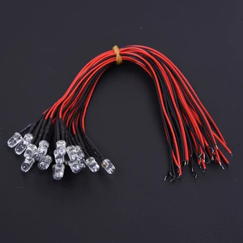 

20 Red 5mm LED Lamp Light Bulb Set Pre Wired 12V 22cm