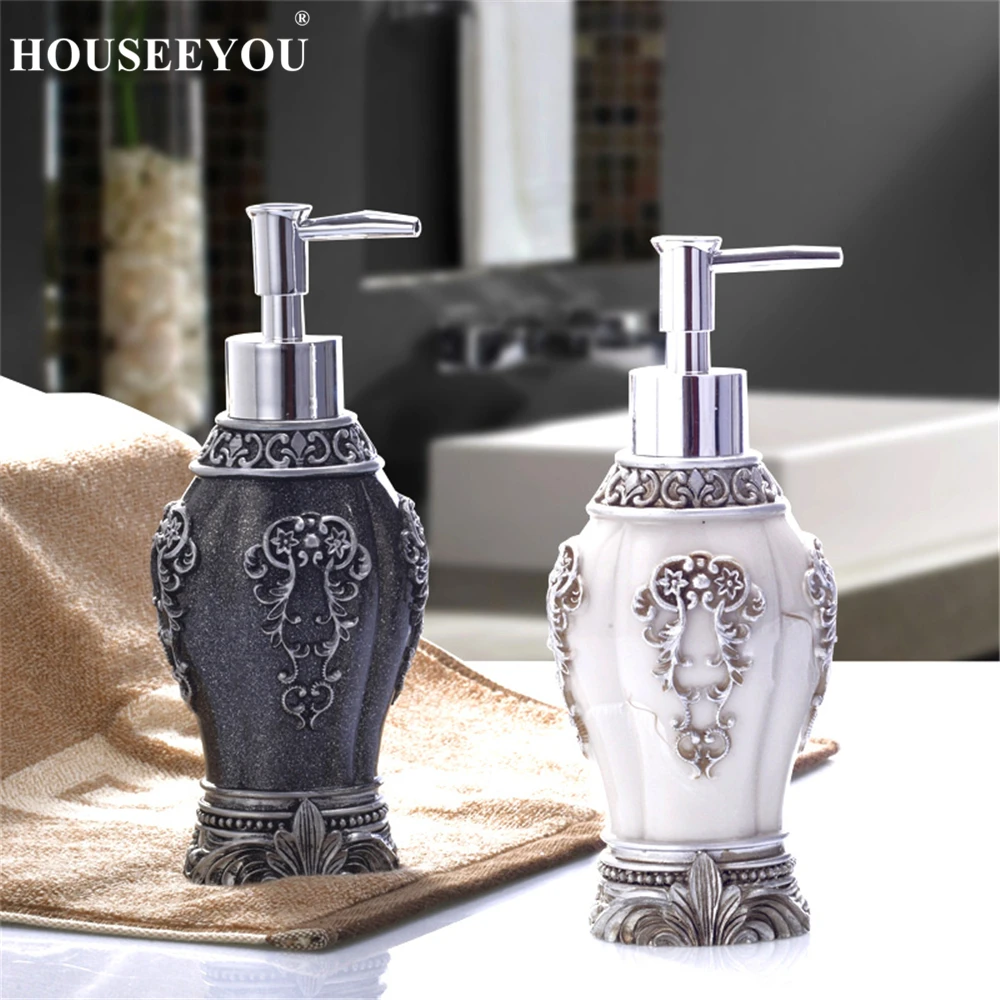 

Vintage Resin Art Crafts Hand Liquid Soap Dispenser Lotion Bottle Shower Shampoo Gel Press for Bathroom Kitchen Household Decor