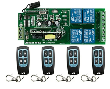 

New AC 85v 110v 120v 220v 250v 4CH RF Wireless Remote Control System / Motor and electric door 220V Learning code receiver