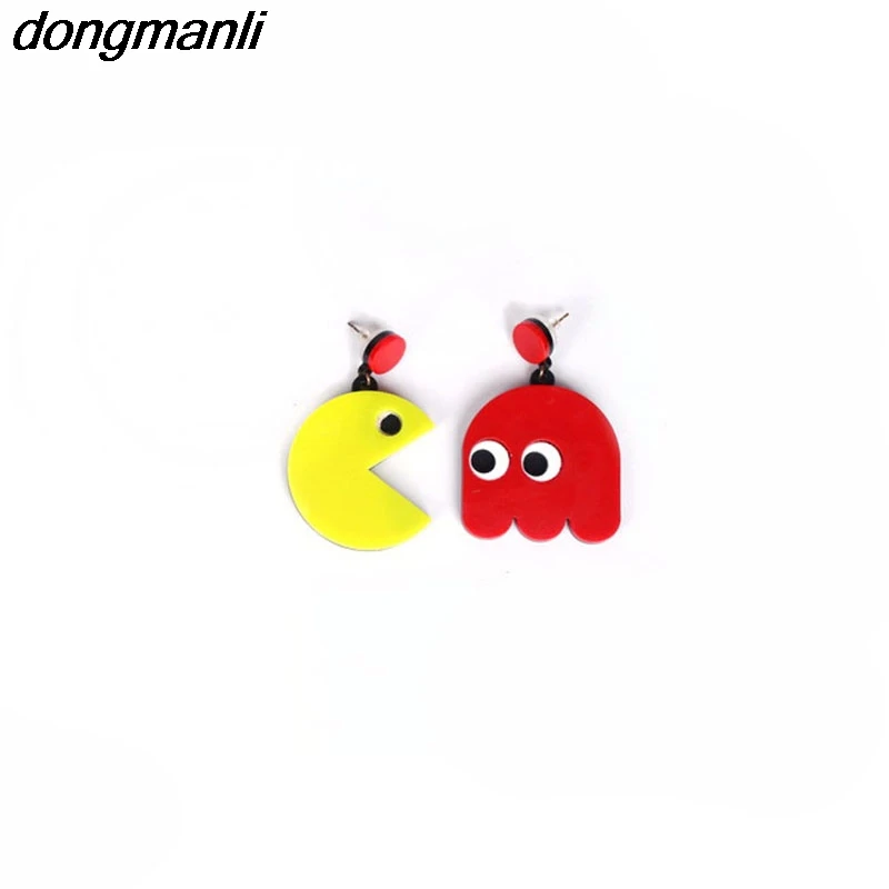 

F172 Jewelry Cute Game Style Laser Engraved Pac-Man Dangle Earrings Pixel Acrylic Earring For Women Gifts