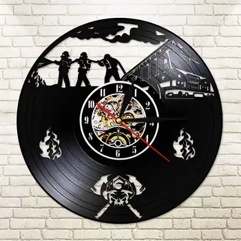 

Fire Hydrant Analog Firefighter Love Vinyl Clock Fire Department Office LED Lighting Watch Firefighting Rescue Volunteer Axe