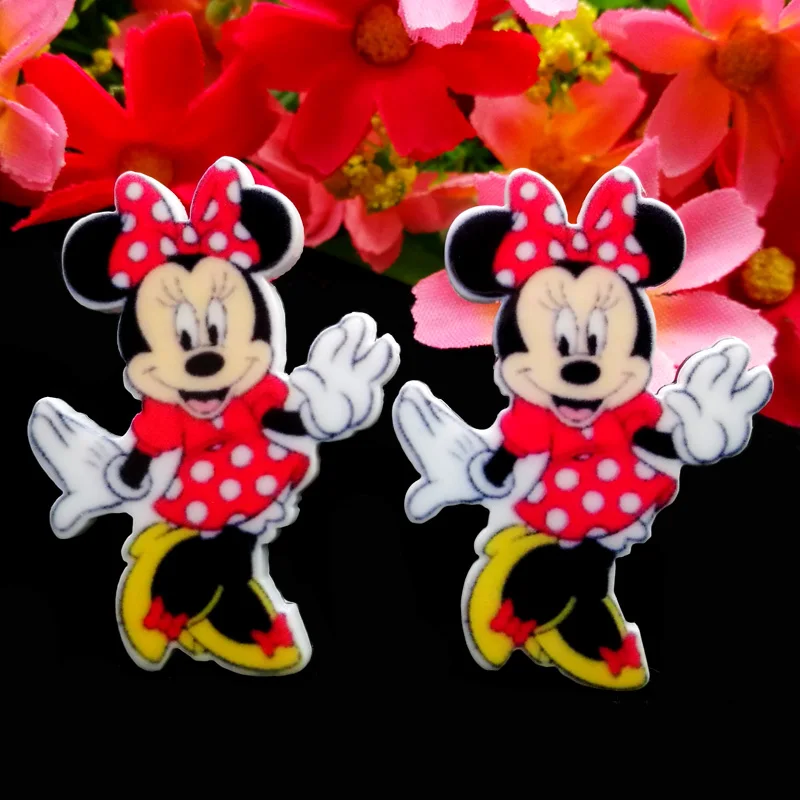 

40pcs/Lot 41x29mm Minnie Mouse Planar Resin Cabochons Flat Back Scrapbooking Flatback Hair Bow Center Decoration Crafts