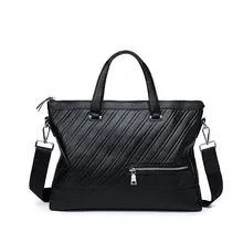 Мужские деловые портфели в свободном стиле из натуральной кожи, большие легкие полосатые сумки для ноутбука 14 дюймов, модные компьютерные сумки-мессенджеры