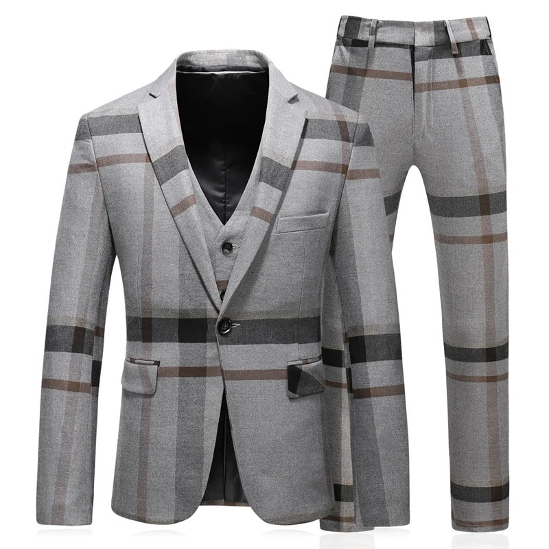 Plyesxale синего/серого цветов костюм Для мужчин 2018 Slim Fit s смокинг Нарядные Костюмы