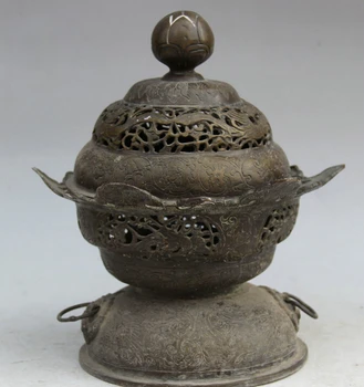 

FREE SHIPPING S2034 10" Marked Chinese Dynasty palace Bronze phoenix Bird Incense Burner Censer