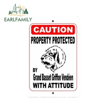 EARLFAMILY-pegatina de coche impermeable, 13cm x 8,7 cm, protegida por la propiedad Grand Basset griffondeen Vendeen Dog con señal de actitud