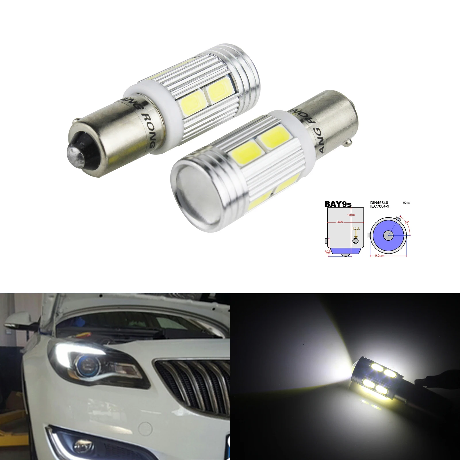 ANGRONG 2x435 H21W BAY9s 10SMD ксеноновая Белая светодиодная лампа индикатор Заднего Хода