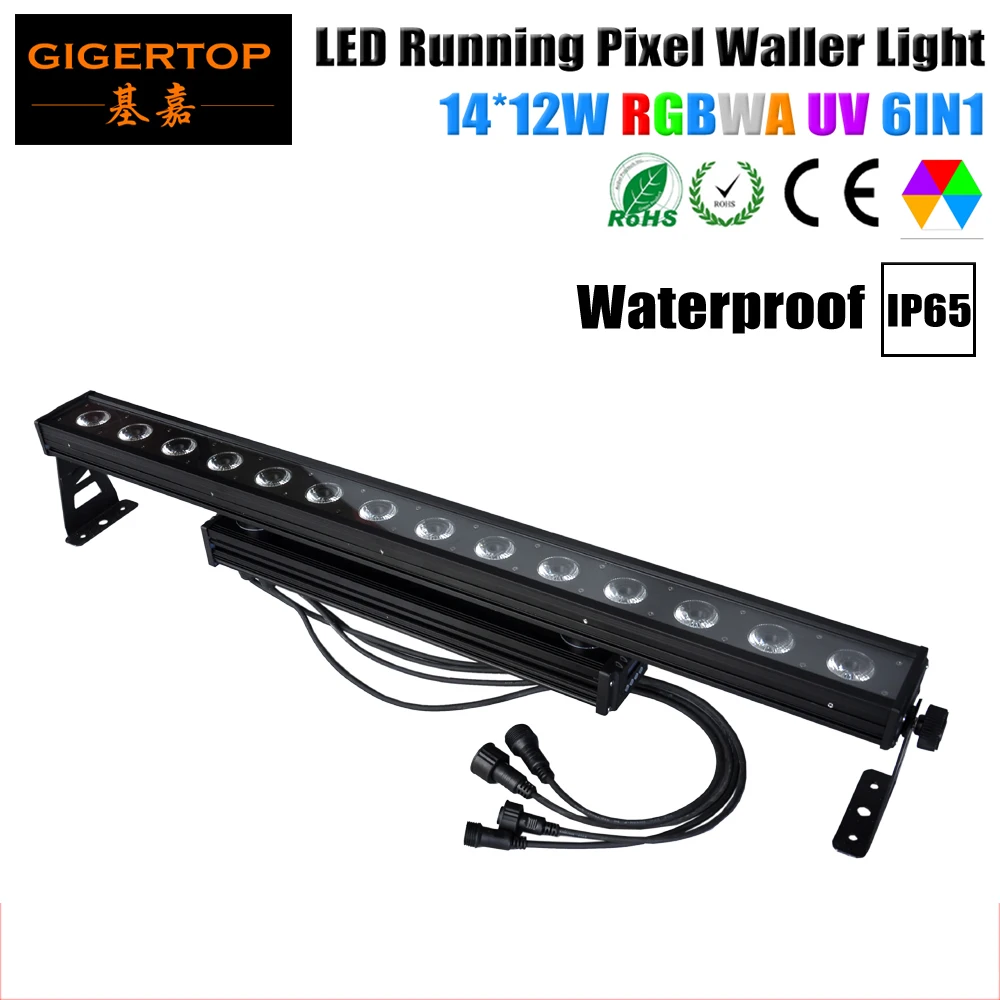 TIPTOP  Waterproof Running Pixel Led Wall Washer Light 14x12W RGBWA UV 6IN1 DMX/mater and slave/Sound Control IP65 CE ROHS