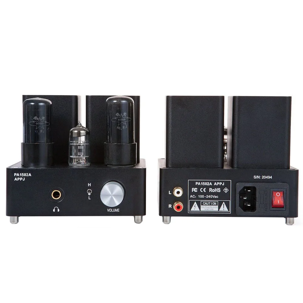 APPJ PA1502A 6N4+6P6PX2 Class A Tube Headphone Amplifier Black/Silver Free Shipping By EMS/FedEx/DHL